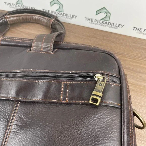 Classic Samsonite Leather Top loader Briefcase Dark Brown Business‎ Work Travel